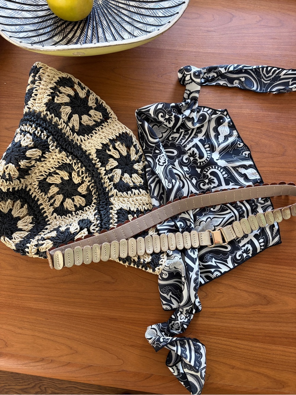 3 Beachy items from Anthropologie - Bucket/Sun Hat, Head Scarf and a Cute Belt